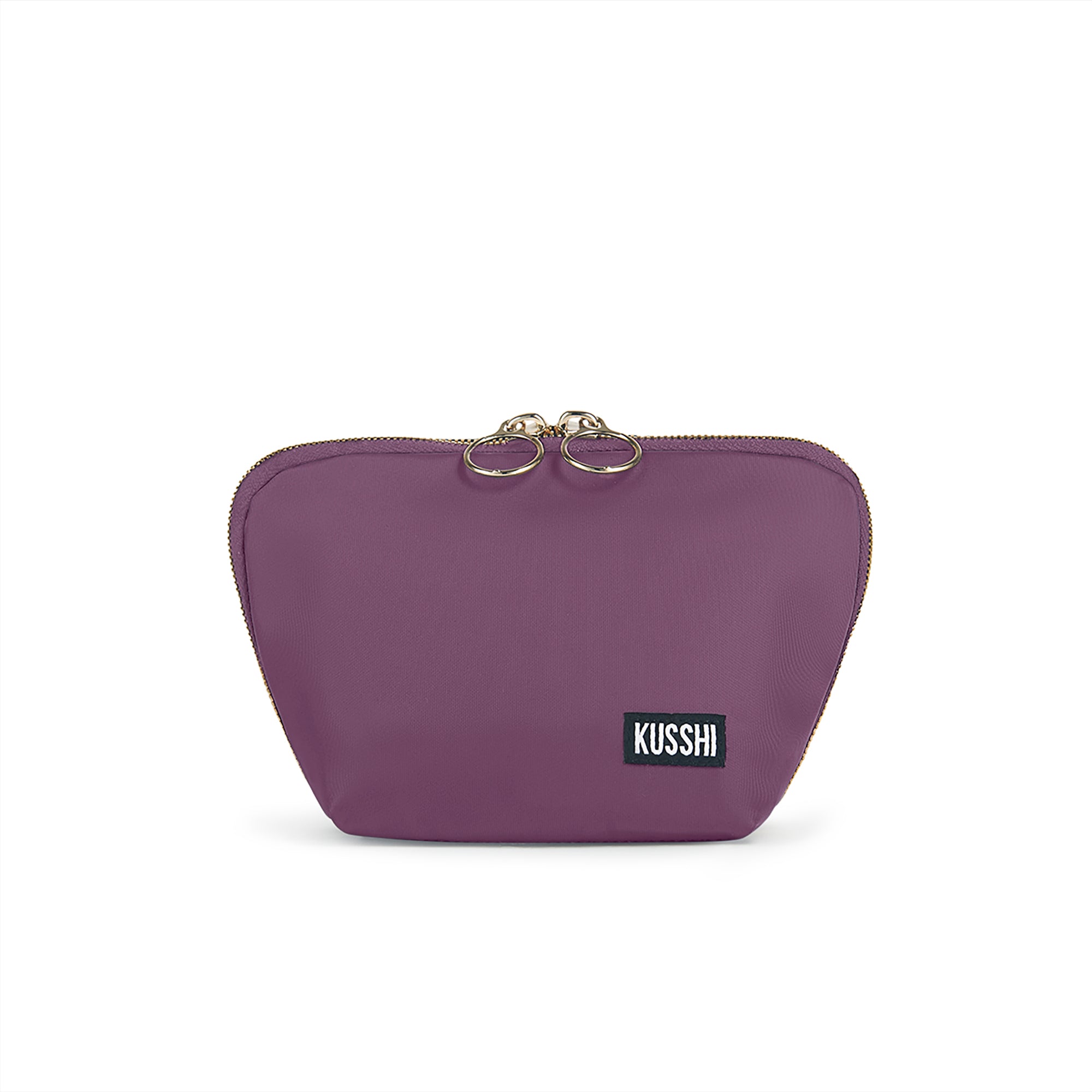 color: Everyday + Plum Fabric with Dusty Rose Interior; alt: Everyday Small Makeup Bag | KUSSHI