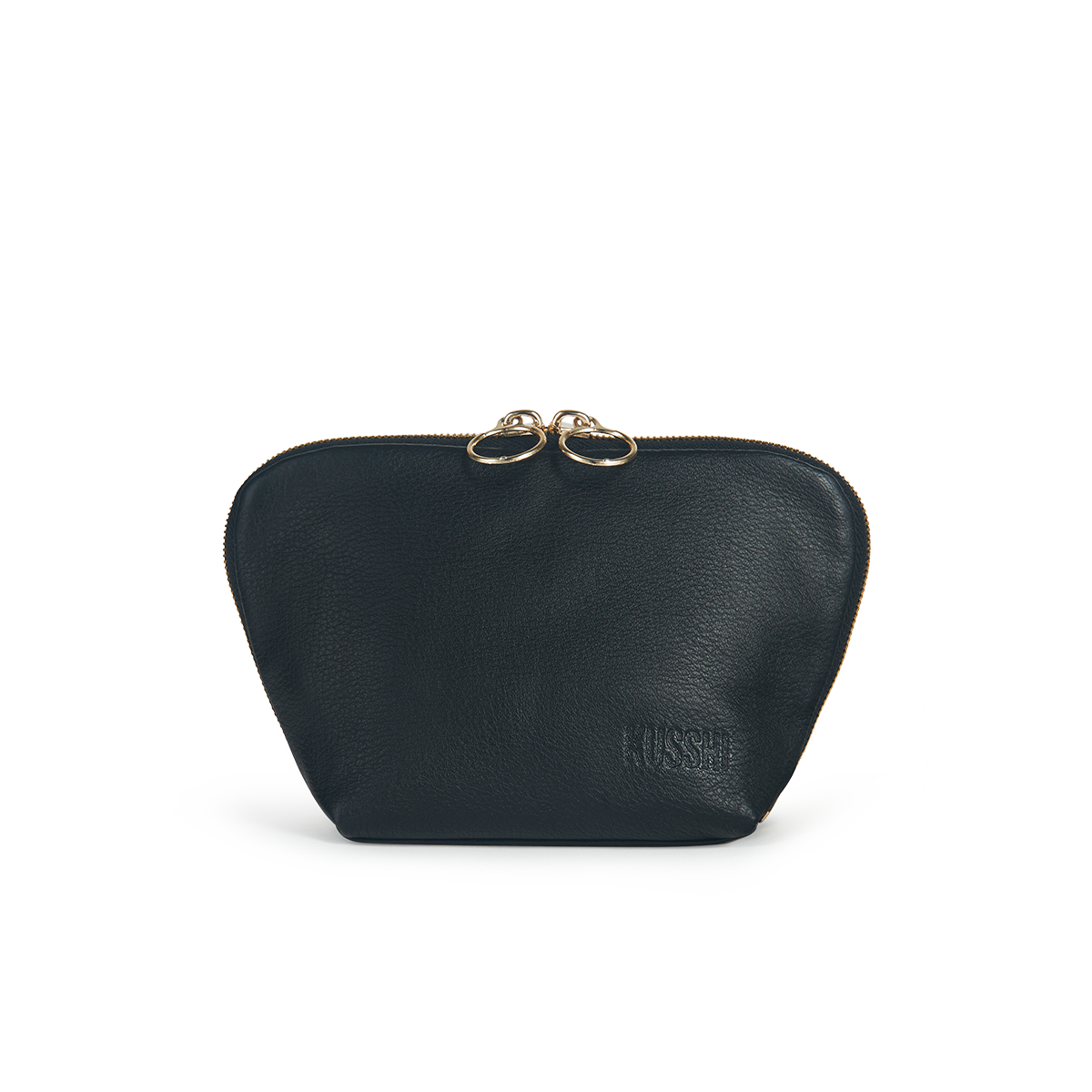 color: Luxurious Black Leather with Red Interior; alt: Everyday Small Size Makeup Bag | KUSSHI