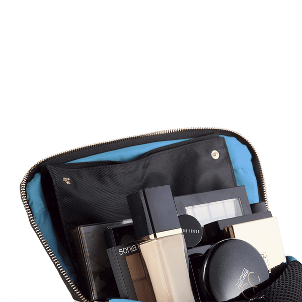 color: Satin Black Fabric with Teal Interior